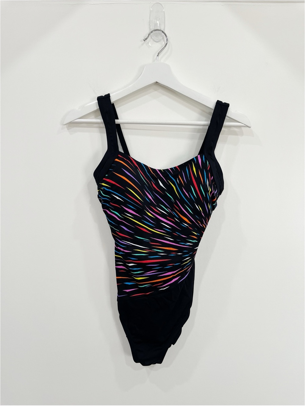 Reebok One Piece Swimsuit Size 8 Black Multicolor Ruched Tummy Control Swimwear - Picture 5 of 11